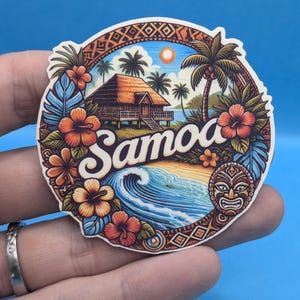 Pegatina de viaje de Samoa // Calcomanía de Oceanía para maleta, computadora portátil, automóvil o botella de agua, etiqueta de equipaje, regalo de viaje