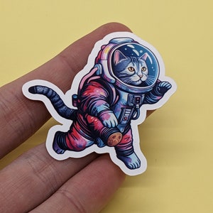 Adesivo con gattino spaziale astronauta acquerello / Adesivi con gatti, adesivi spaziali, adesivi astronauta, adesivi per laptop