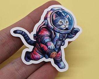 Watercolor Astronaut Space Kitty Sticker | Cat Stickers, Space Stickers, Astronaut Stickers, Laptop Stickers