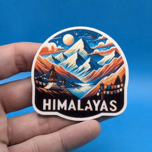 Pegatina de viaje del Himalaya // Calcomanía de la cordillera de los Himalayas para maletas, portátiles, coches o botellas de agua, etiquetas de equipaje, regalo de viaje