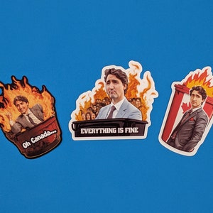 Justin Trudeau Must Go Sticker Pack - Dumpster Fire Collection Funny Canada Stickers
