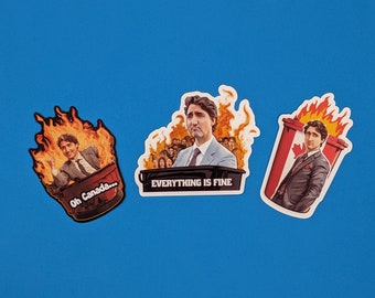Justin Trudeau Must Go Sticker Pack - Dumpster Fire Collection, Canada Stickers