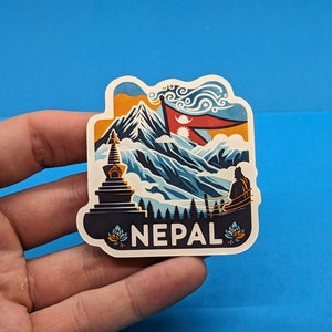 Adesivo de viagem para Nepal // Adesivo para o sul da Ásia para mala, laptop, carro ou garrafa de água, etiqueta de bagagem, presente de viagem