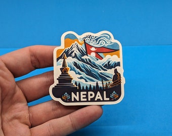 Nepal Travel Sticker // South Asia Decal for suitcase, laptop, car or water bottle, luggage tag, travel gift