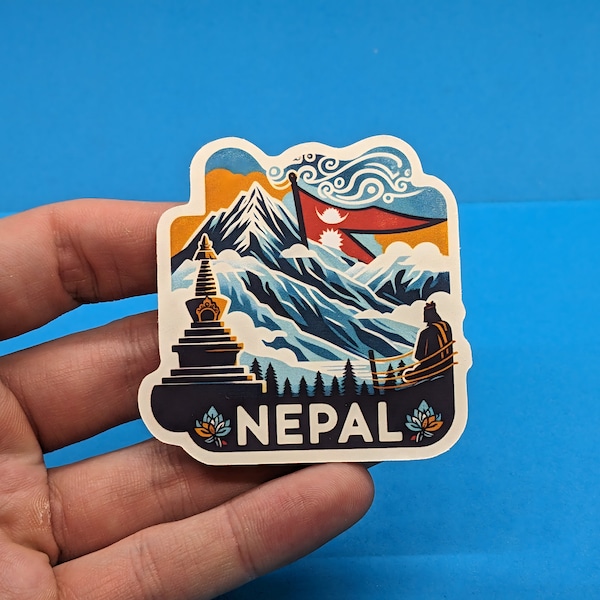 Nepal Reiseaufkleber // Südasien Aufkleber für Koffer, Laptop, Auto oder Wasserflasche, Gepäckanhänger, Reisegeschenk