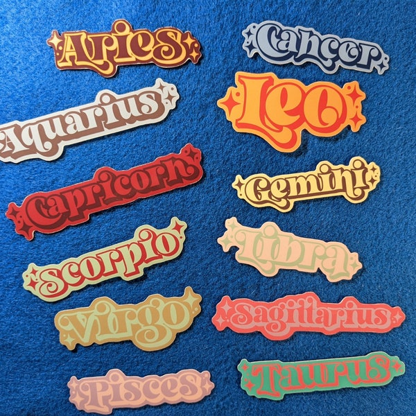 Zodiac Stickers, Zodiac Signs, Leo, Aries, Gemini, Cancer, Taurus, Virgo, Scorpio, Pisces, Capricorn, etc.