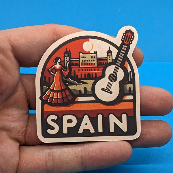 Spain Travel Sticker // Spanish Decal for suitcase, laptop, car or water bottle, luggage tag, travel gift