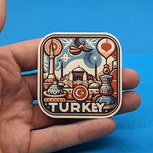 Reissticker Turkije // Sticker voor koffer, laptop, auto of bidon, bagagelabel, reiscadeau