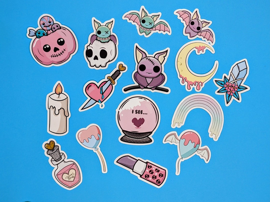 Pastel Goth Sticker Pack 15 Goth Pastel Stickers Laptop Stickers, Aesthetic Stickers Etsy