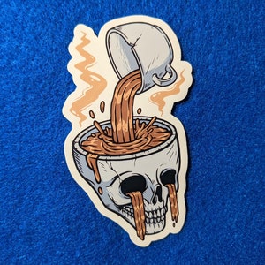 Pegatinas de café con calaveras, pegatinas de café, pegatinas de calaveras, pegatinas para tazas, pegatinas de vinilo, pegatinas para portátiles