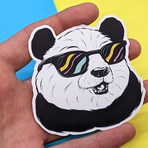 Sticker Rad Panda - Sticker schattige dieren, schattige sticker, cadeau pandaliefhebber