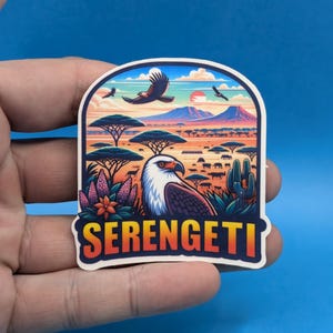 Pegatina de viaje de Serengeti // Calcomanía de Tanzania para maleta, computadora portátil, automóvil o botella de agua, etiqueta de equipaje, regalo de viaje