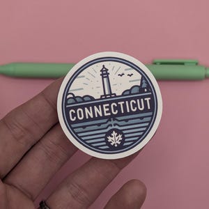 Adesivo de viagem Connecticut nº 002 // Design minimalista // Decalque para mala, laptop, carro ou garrafa de água, etiqueta de bagagem, presente de viagem