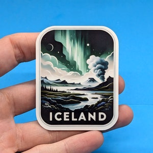 Adesivo de viagem para Islândia Decalque islandês para mala, laptop, carro ou garrafa de água, presente de viagem exclusivo