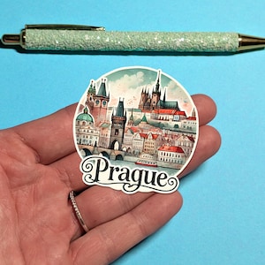 Adesivo de viagem de Praga - Adesivo de mala de aquarela para bagagem, laptops - Presente de viagem