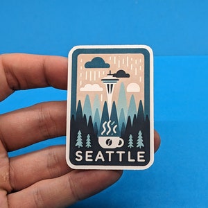 Seattle Travel Sticker // Decal for suitcase, laptop, car or water bottle, luggage tag, travel gift