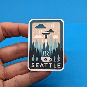 Seattle reissticker // sticker voor koffer, laptop, auto of bidon, bagagelabel, reiscadeau