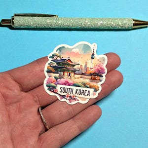 Südkorea Travel Sticker #1 - Aquarell Koffer Aufkleber für Gepäck, Laptops - Reisegeschenk