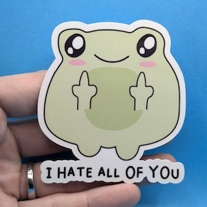 Sticker grenouille grincheux pour ordinateurs portables bouteilles d'eau voitures journaux Sticker grenouille hilarante pour exprimer votre humeur Durable Imperméable