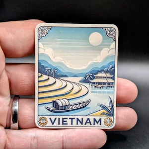 Pegatina de viaje de Vietnam // Calcomanía de destino para maleta, computadora portátil, automóvil o botella de agua, etiqueta de equipaje, regalo de viaje