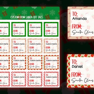 Etiquetas de presente personalizadas personalizadas do Papai Noel 16 etiquetas de presente de Natal Adesivos festivos de vinil brilhante