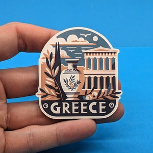 Greece Travel Sticker // Decal for suitcase, laptop, car or water bottle, luggage tag, travel gift