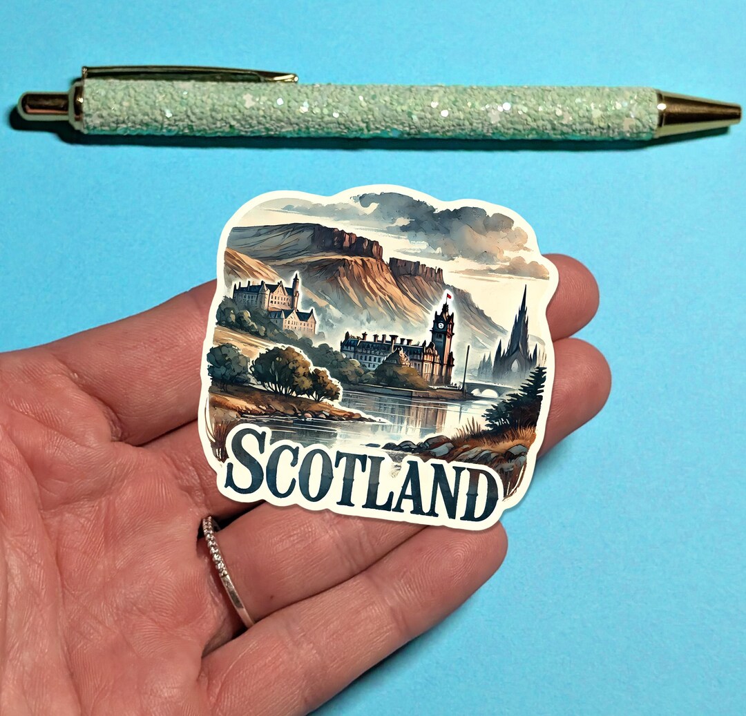 Resizable Scotland Sticker Scotland Travel Sticker - Watercolor Suitcase Sticker for Luggage ...