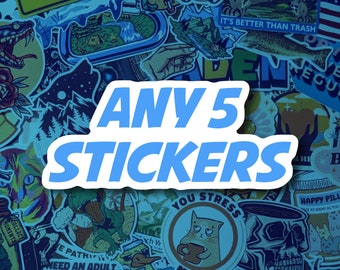 Choose Any 5 Stickers | Custom sticker pack | Vinyl Stickers for Laptops, Water Bottles and Tumblers | Choose your stickers bundle