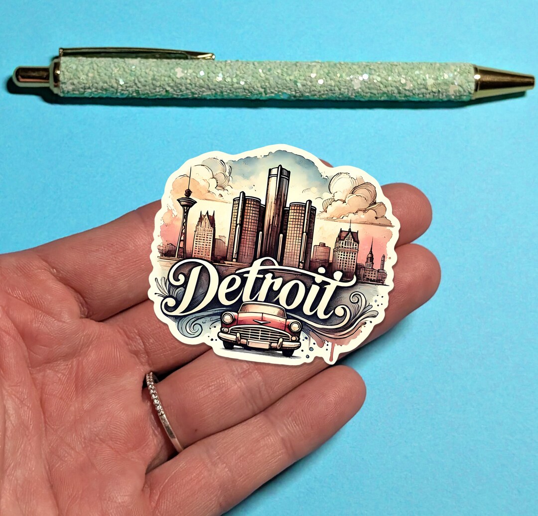 Detroit Travel Sticker // Decal for Suitcase, Laptop, Car or Water ...