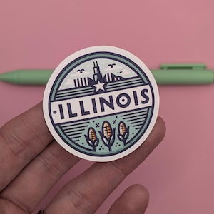 Illinois State Travel Sticker #002 | Minimalist Design Vinyl Decal | Perfect for Laptops, Water Bottles, Luggage & Travel Journals
