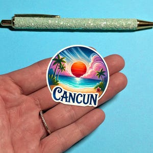 Pegatina de viaje a Cancún - Pegatina de acuarela para maletas, portátiles - Regalo de viaje