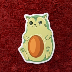 Cute Avocado Cat Sticker, Cute Cat Sticker, Cat Sticker, Avocado Sticker, Laptop Sticker