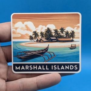 Pegatina de viaje de las Islas Marshall // Calcomanía de Oceanía para maletas, portátiles, coches o botellas de agua, etiquetas de equipaje, regalo de viaje