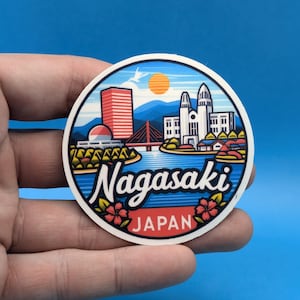 Pegatina de viaje de Nagasaki // Calcomanía de Japón para maleta, computadora portátil, automóvil o botella de agua, etiqueta de equipaje, regalo de viaje