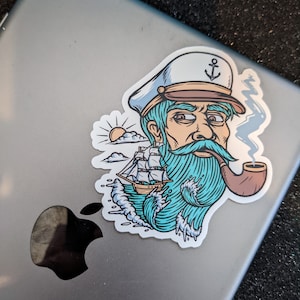 Ocean Explorer Sailor Captain Vinyl Sticker  Cool Laptop Decor Nautical Art