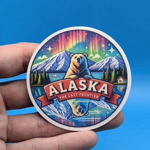 Adhesivo de viaje Alaska n.° 002 // Adhesivo de Alaska para maleta, portátil, coche o botella de agua, etiqueta de equipaje, regalo de viaje