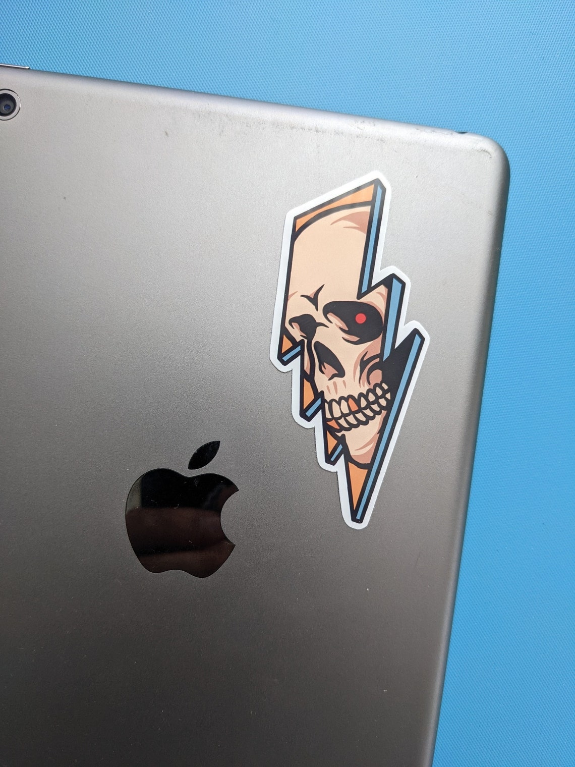 Lightning Bolt Skull Sticker Tattoo Stickers Cool Stickers Etsy