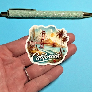 Pegatina de viaje de California: pegatina de acuarela para maletas, portátiles - Regalo de viaje