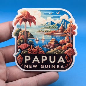 Pegatina de viaje de Papúa // Pegatina para maleta de Indonesia, diario de viaje, equipaje, pegatina troquelada resistente a la intemperie