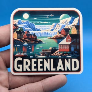 Pegatina de viaje a Groenlandia // Pegatina para maleta de Groenlandia, diario de viaje, equipaje, pegatina troquelada resistente a la intemperie