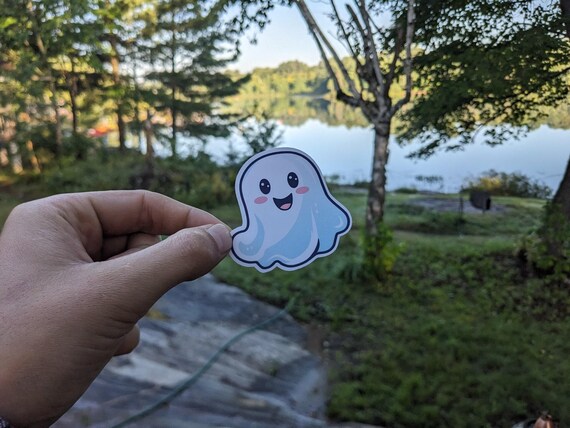 Kawaii Ghost Sticker - Adorable Halloween Decal for Laptops Notebooks  Planners