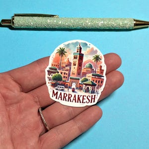 Adesivo de viagem Marrakesh - Adesivo de mala de aquarela Marrocos para bagagem, laptops - Presente de viagem