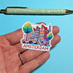 Adesivo de viagem de Amsterdã - Adesivo de mala de aquarela para bagagem, laptops - Presente de viagem