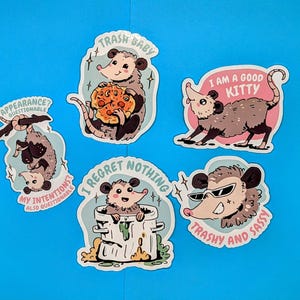 Possum Sticker Pack - 5 Cute  Funny Animal Stickers