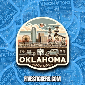 Pegatina de viaje de Oklahoma // Calcomanía del estado de EE. UU. para maleta, computadora portátil, automóvil o botella de agua, etiqueta de equipaje, regalo de viaje
