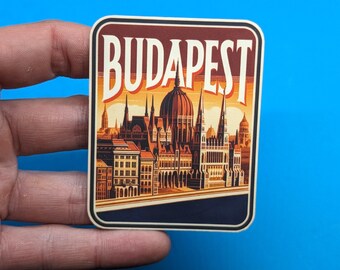 Budapest Ungarn Retro Stempel-Aufkleber – 12 X 12 Cm, Vinyl, Wasserdicht | Für Auto, Laptop, Helm, Innen & Außen