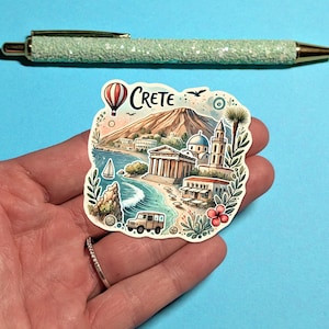 Crete Reiseaufkleber - Griechenland Aquarell Kofferaufkleber für Gepäck, Laptops - Reisegeschenk