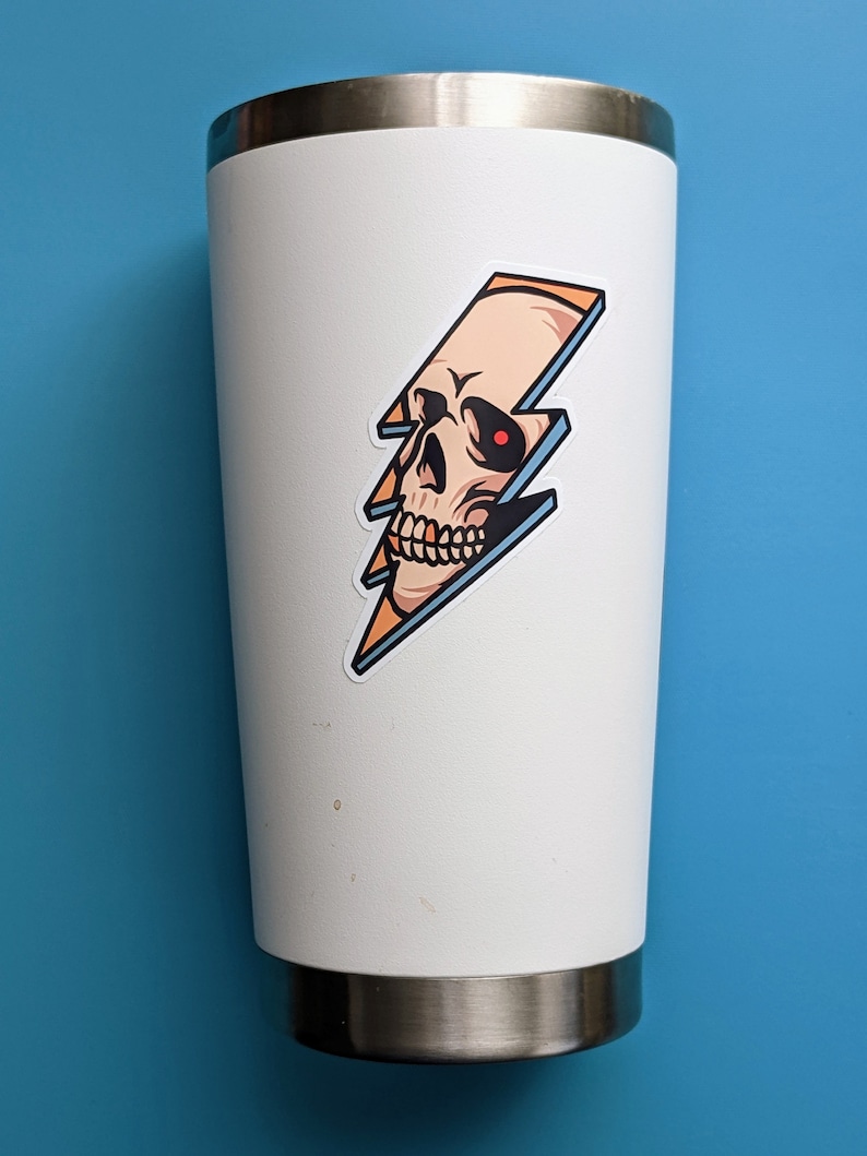 Lightning Bolt Skull Sticker Tattoo Stickers Cool Stickers Etsy