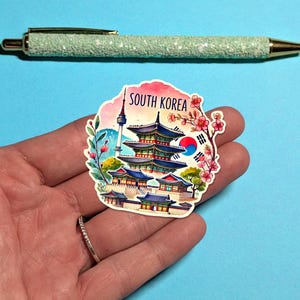 Pegatina de viaje de Corea del Sur n.º 2: pegatina de acuarela para maletas, portátiles - Regalo de viaje