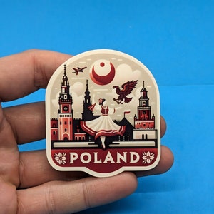 Poland Travel Sticker // Polish Decal for suitcase, laptop, car or water bottle, luggage tag, travel gift